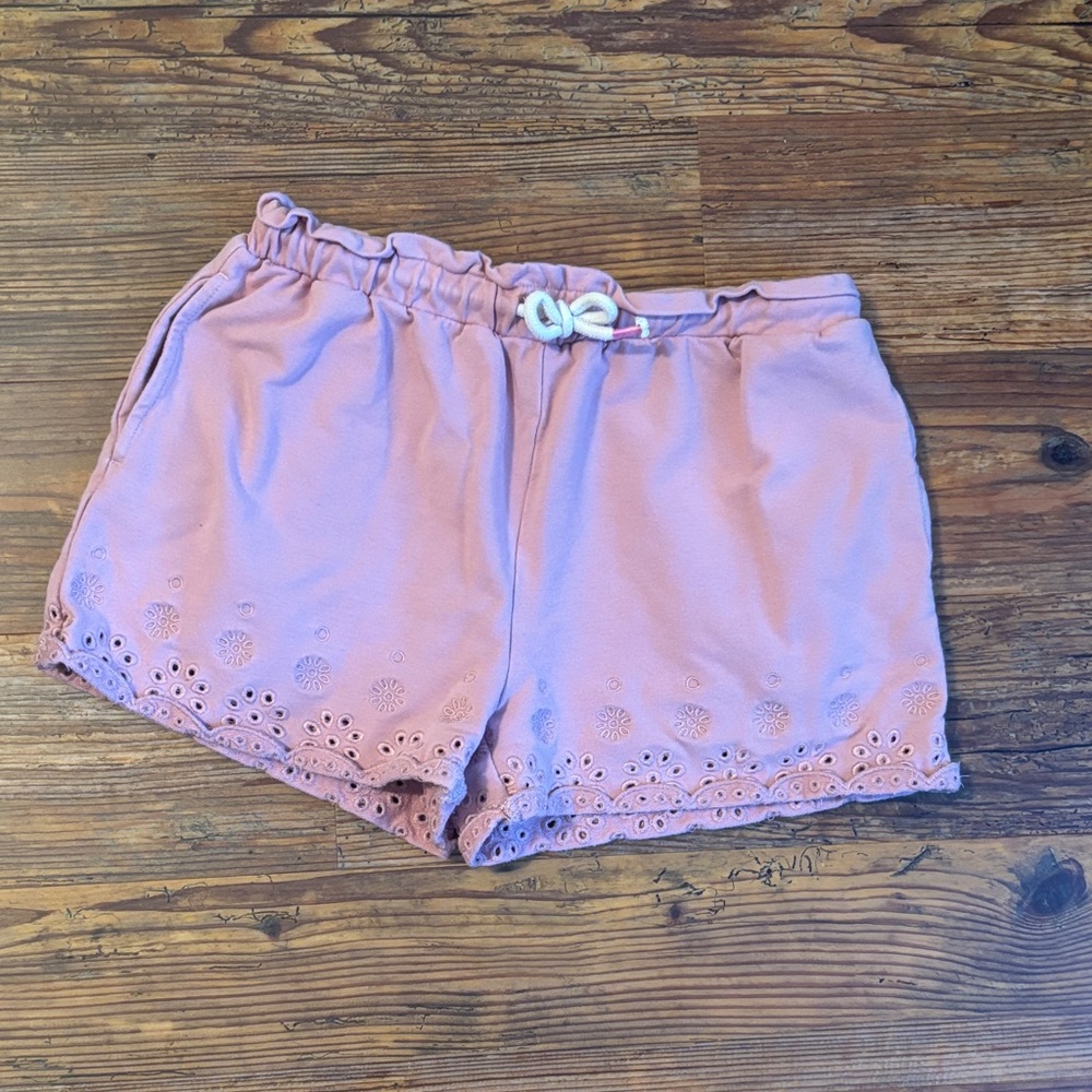 Mini Boden Dusty Rose Pink Eyelet Kids Shorts Sz 11Y